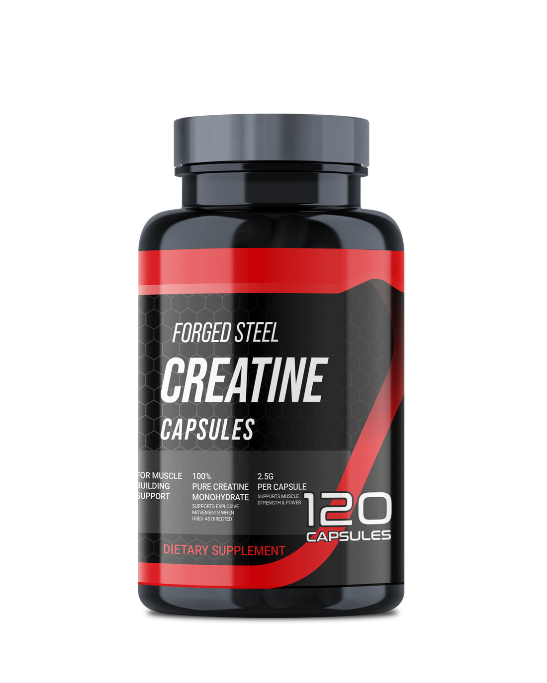 Forged Steel Creatine capsules 120 bottle. ultra pure creatine monohydrate pills